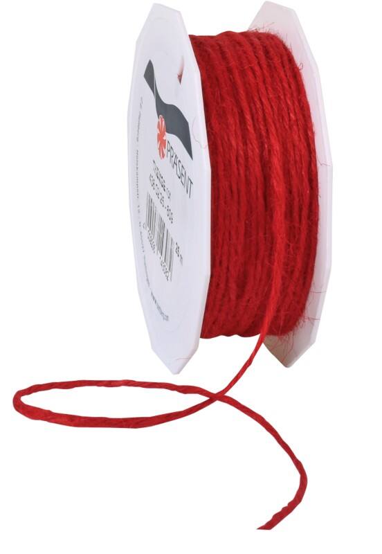 PRAESENT Kordel Jute 4360225-609  Rot 2 mm x 25 m 2 Stück