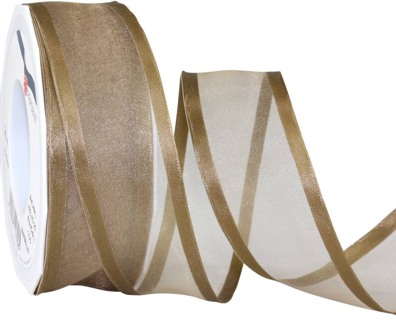 PRAESENT Organza 4834025-105  Taupe 40 mm x 25 m 2 Stück