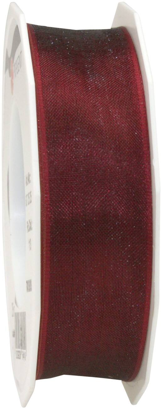 PRAESENT Organza 6072525-113 Bordeaux  25 mm x 25 m 2 Stück