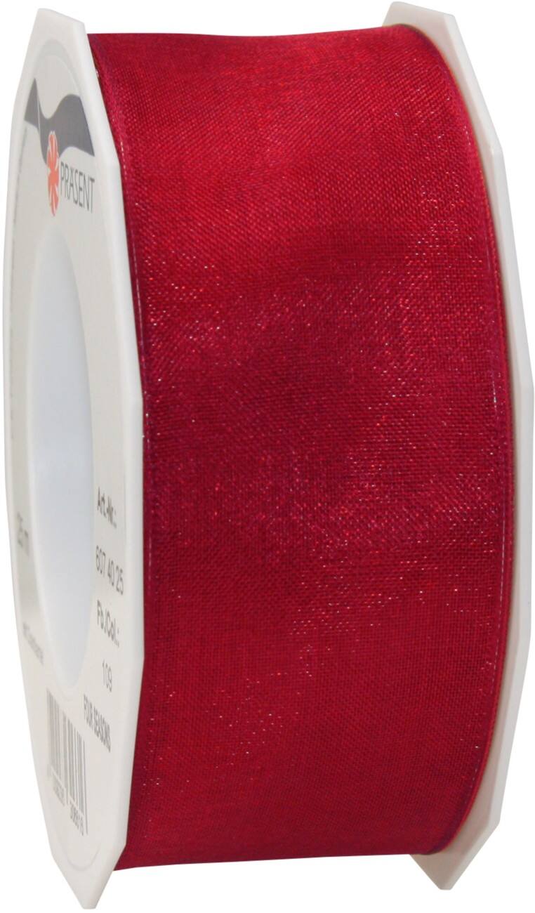 PRAESENT Organza 6074025-109 Rubinrot  40 mm x 25 m 2 Stück