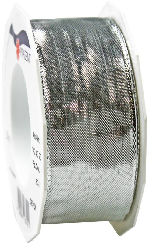 PRAESENT Geschenkband 1424020-631 Silber 40 mm x 20 m 2 Stück