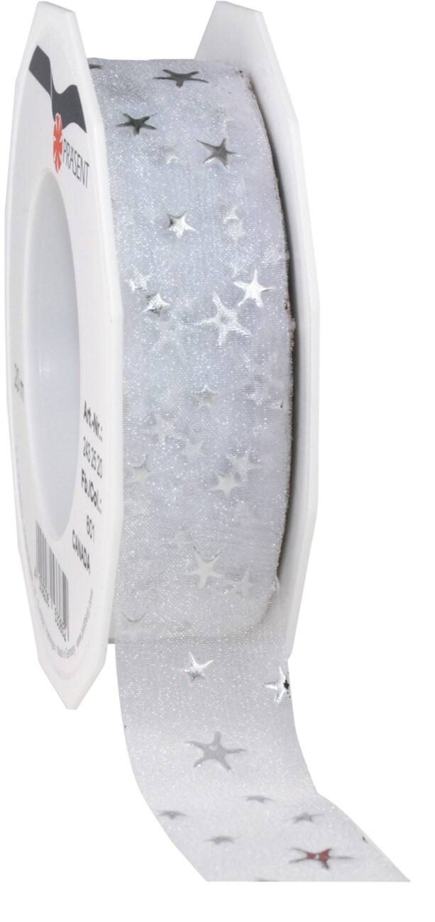 PRAESENT Organza 2432520-601 Weiß 25 mm x 20 m 2 Stück