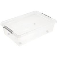 Keeeper Aufbewahrungsbox mit Deckel und Rollen Lars 29 L Grau, Transparent Polypropylen 39 (B) x 58 (T) x 16 (H) cm