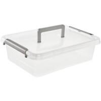 Keeeper Aufbewahrungsbox mit Deckel und Griff Larissa 6 L Grau, Transparent Polypropylen 29 (B) x 29 (T) x 11 (H) cm