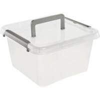 Keeeper Aufbewahrungsbox mit Deckel und Griff Larissa 9 L Grau, Transparent Polypropylen 29 (B) x 29 (T) x 16,5 (H) cm