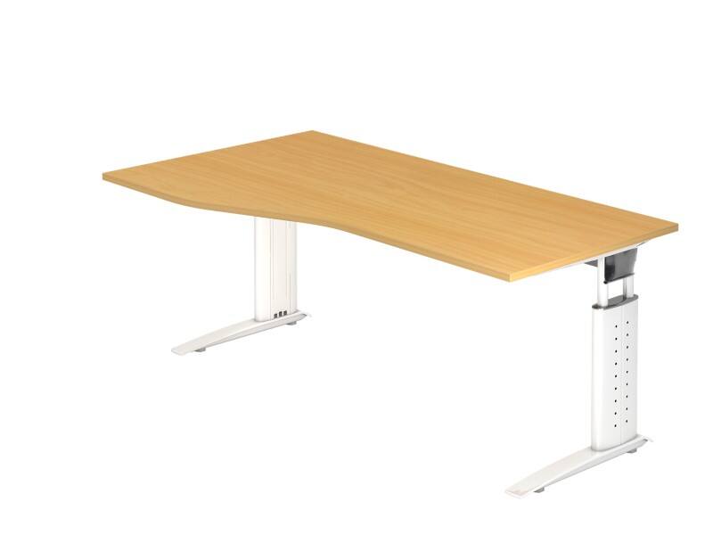 Hammerbacher VUS Höhenverstellbar Schreibtisch Freiform Buche C-Fuß 1.800 (B) x 1.000 (T) x 860 (H) mm Spanplatte, Stahl