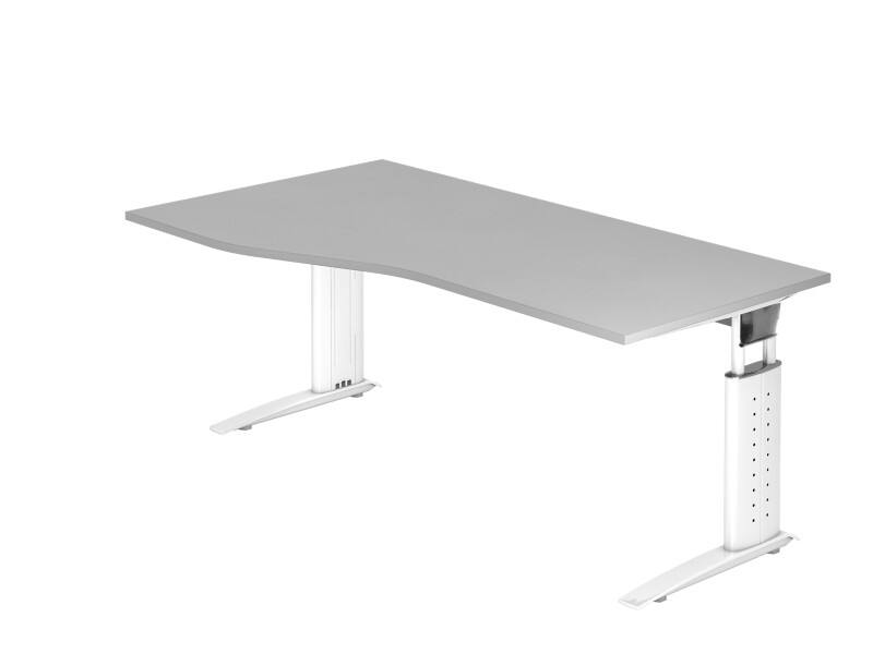 Hammerbacher VUS Höhenverstellbar Schreibtisch Freiform Grau C-Fuß 1.800 (B) x 1.000 (T) x 860 (H) mm Spanplatte, Stahl