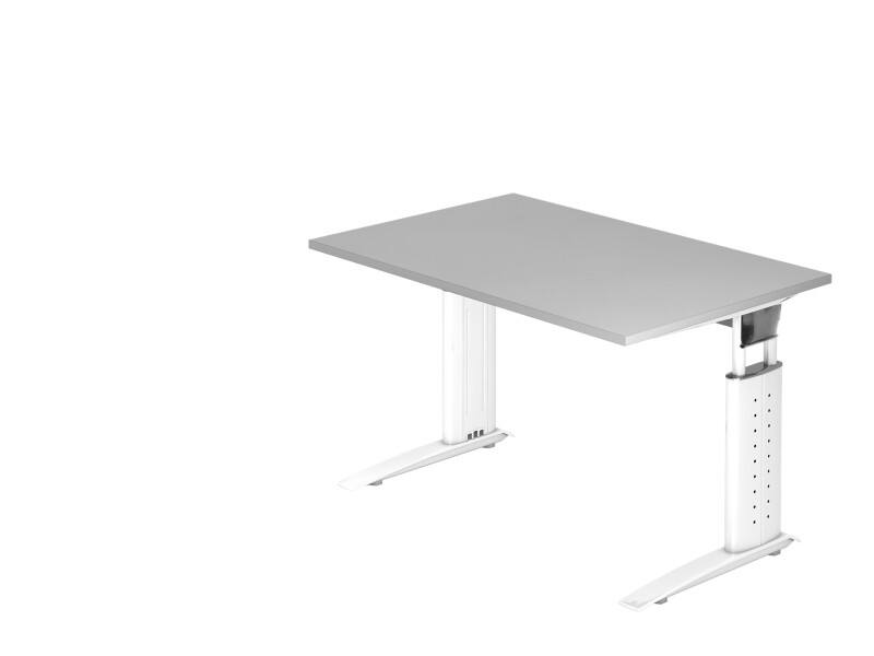 Hammerbacher VUS Höhenverstellbar Schreibtisch Rechteckig Grau C-Fuß 1.200 (B) x 800 (T) x 860 (H) mm Spanplatte, Stahl