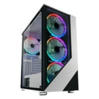 LC-Power Computergehäuse Gaming 03W - Lucid_X Midi Tower Metall, Kunststoff, Gehärtetes Glas Schwarz, Weiß