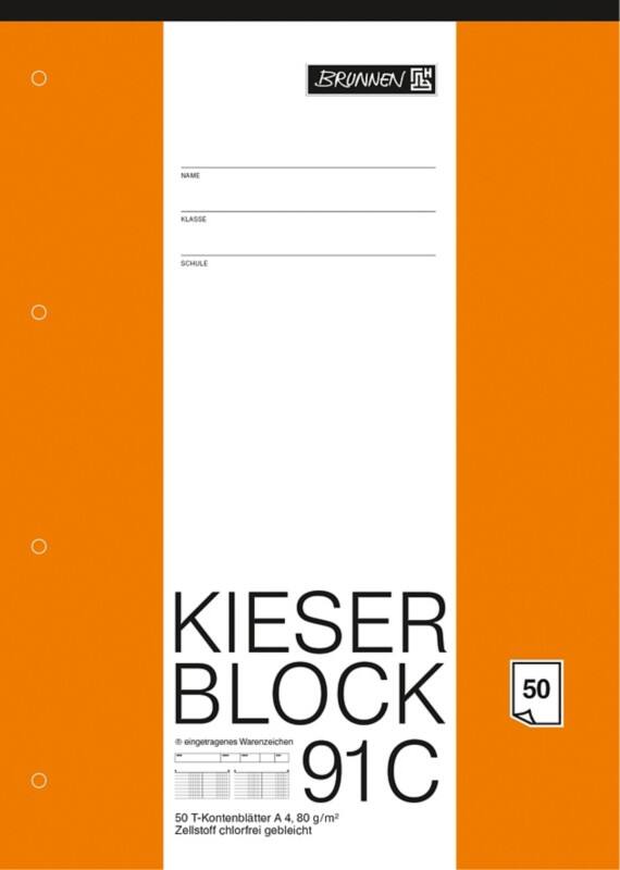 BRUNNEN Notizblock DIN A4 Geleimt Papier Nicht perforiert 50 Blatt