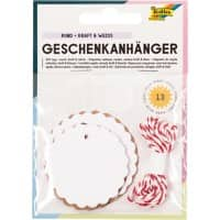 Folia Papier-Geschenkanhänger Rund Mattbraun, Weiß 11 x 3 x 14,5 cm Packung mit 12 Stück