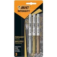 BIC Intensity 944033 Rundspitze Permanentmarker Mittel Rundspitze 1,2 mm Farbig Sortiert 3 Stück