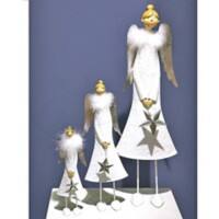Weihnachtsdeko Engel mit Stern Dekoration Weiß 23 x 15 x 69 cm