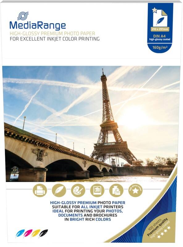 MediaRange Inkjet Fotopapier Glänzend DIN A4 160 g/m² Weiß