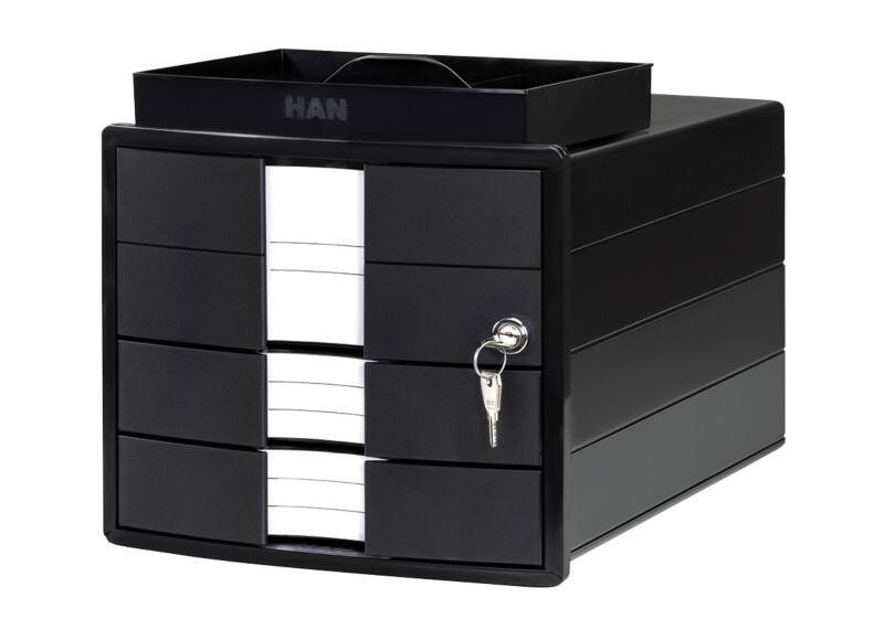 HAN Impuls Schubladenbox PS (Polystyrol) Schwarz 3 Schübe 28 x 36,7 x 23,5 cm DIN A4