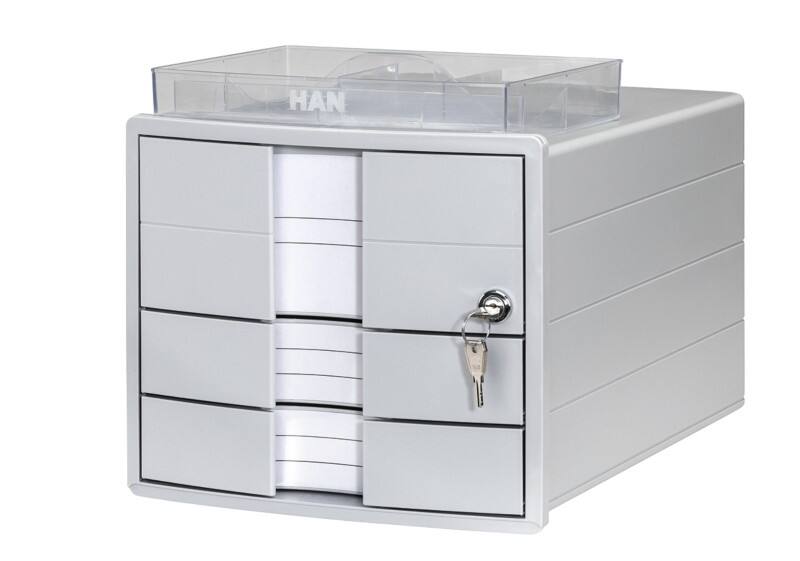 HAN Impuls Schubladenbox PS (Polystyrol) Grau 3 Schübe 28 x 36,7 x 23,5 cm DIN A4
