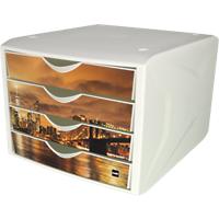 helit Schubladenbox mit 4 Schubladen Weiß, Mehrfarbig 26,2 cm