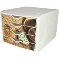 helit Schubladenbox mit 4 Schubladen Weiß, Mehrfarbig 26,2 cm