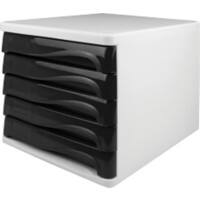 helit Schubladenbox mit 5 Schubladen Schwarz, Weiß 26,8 cm 4 Stück