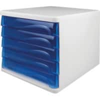 helit Schubladenbox mit 5 Schubladen Weiß, Blau 26,8 cm 4 Stück