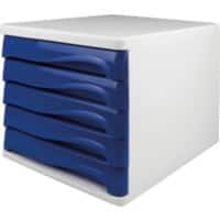 helit Schubladenbox mit 5 Schubladen Weiß, Blau 26,8 cm 4 Stück