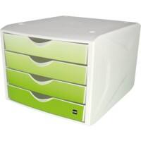 helit Schubladenbox mit 4 Schubladen Weiß, Grün 26,2 cm