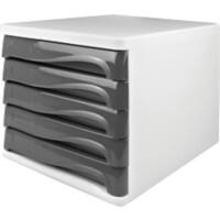 helit Schubladenbox mit 5 Schubladen Grau, Weiß 26,8 cm 4 Stück