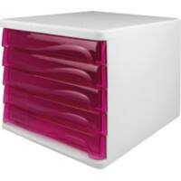 helit Schubladenbox mit 5 Schubladen Pink, Weiß 26,8 cm 4 Stück