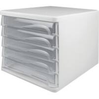 helit Schubladenbox mit 5 Schubladen Weiß, Blau 26,8 cm 4 Stück