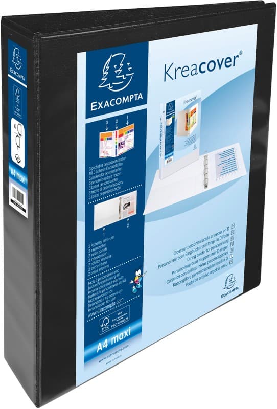 Exacompta Ringbuch PP (Polypropylen) DIN A4+ 4 Ringe 40 mm Schwarz