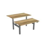 euroseats Dual Bench Sitz-Stehschreibtisch Rechteckig Eiche H-Fuß-Gestell 1.600 (B) x 800 (T) x 1.305 (H) mm Metall
