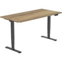 Rechteckiger Sitz-Stehschreibtisch Schwarz, Eiche 1,400 x 800 x 625 - 1.275 mm