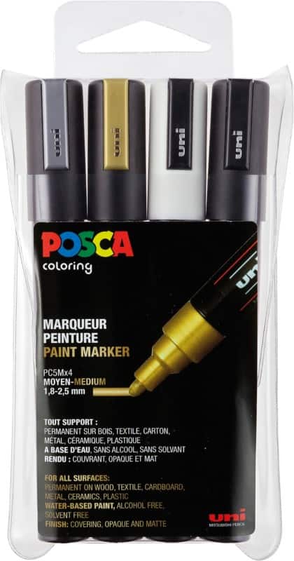 POSCA POSCA PC-5M Farbmarker Farbig sortiert Mittel Rundspitze 1,8 - 2,5 mm 4 Stück