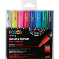 POSCA PC-1MC Farbmarker Farbig sortiert Fein Kalligraphie 0,7 - 1 mm 8 Stück