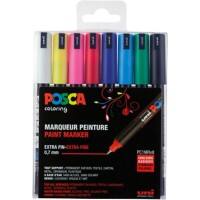 POSCA 96082000 Farbmarker Farbig sortiert Extra Fein Kalligraphie 0,7 mm 8 Stück