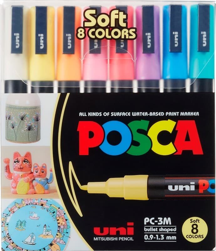 POSCA POSCA PC-3M Farbmarker Farbig sortiert Fein Rundspitze 0,9 - 1,3 mm 8 Stück