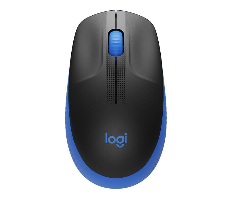Logitech Full-Size M190 Maus Kabellos Schwarz, Blau Geeignet Für Linkshänder