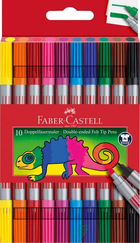 Faber-Castell Doppel Non-permanent Faserschreiber Farbig sortiert Filzspitze 1,3 - 5 mm  10 Stück