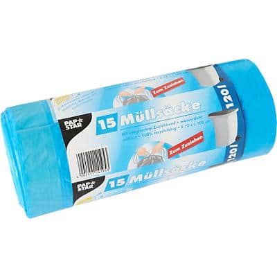 PAPSTAR Müllsäcke 120 L Blau LDPE (Polyethylen niedriger Dichte) 15 Stück