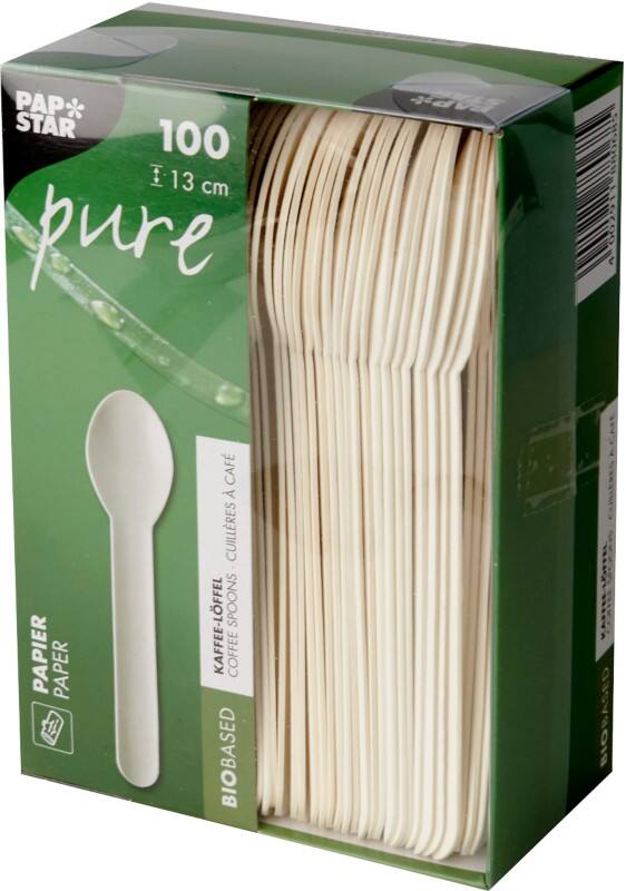 Papstar Kaffeelöffel Pure Papier 130 mm Weiß 100 Stück