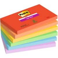 Post-it Super Haftnotizen 76 x 127 mm Blau, Grün, Orange, Rot, Violett, Gelb Rechteckig Einfarbig 6 Blöcke mit 90 Blatt