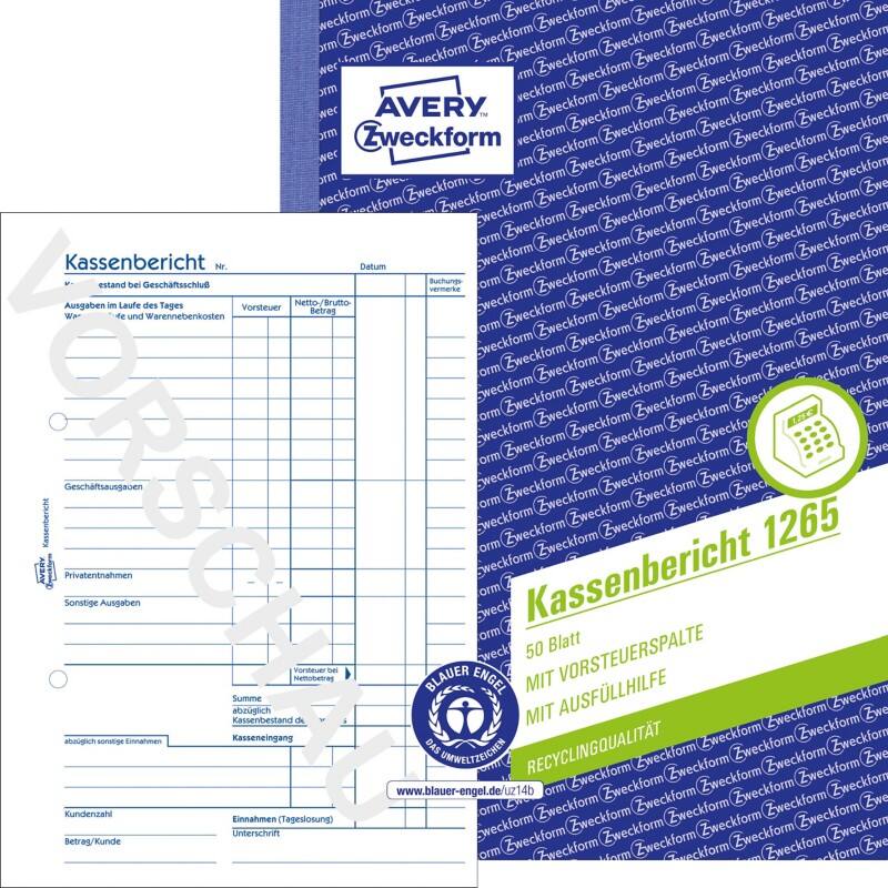 AVERY Zweckform Kassenbuch 1265 DIN A5 Perforiert N/A 50 Blatt