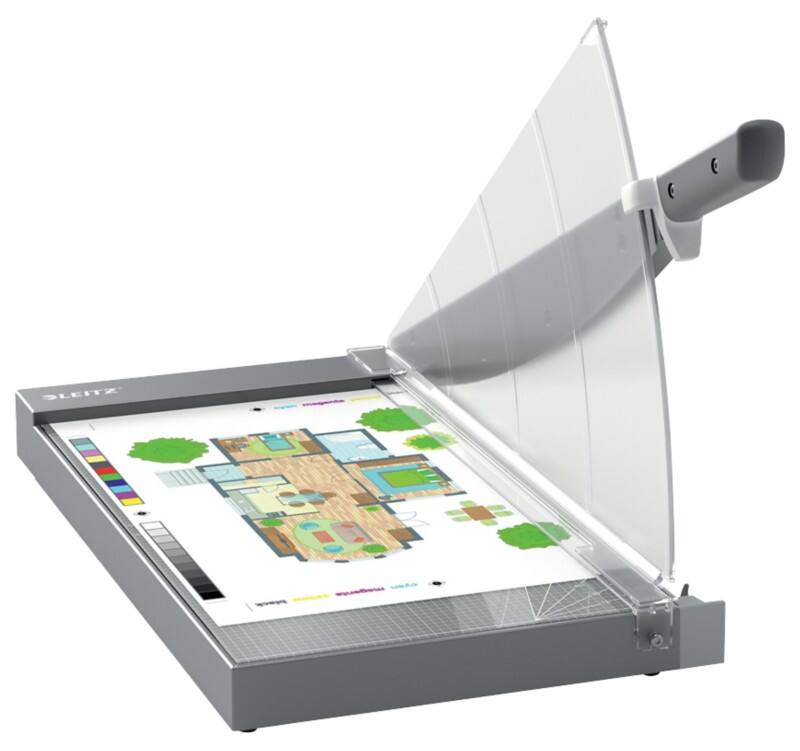 Leitz Precision Office Pro Hebelschneidemaschine 9024 A3 420 mm Stahlklinge Premium Glasbett EdgeGlow Hellgrau 25 Blatt