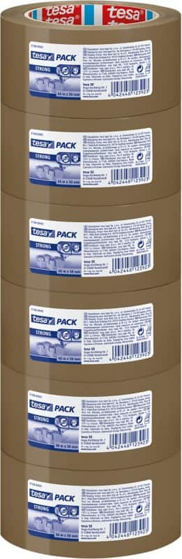 tesa Verpackungsklebeband tesapack Strong Braun 50 mm (B) x 66 m (L) PP (Polypropylen) 6 Rollen