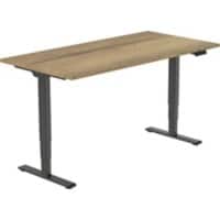Rechteckiger Sitz-Stehschreibtisch Schwarz, Eiche 1,600 x 800 x 625 - 1.275 mm