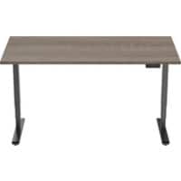 Rechteckiger Sitz-Stehschreibtisch Schwarz, Eiche 1,600 x 800 x 625 - 1.275 mm