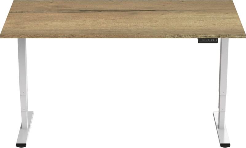euroseats Economy Sitz-Stehschreibtisch Rechteckig Eiche T-Fuß 1.600 (B) x 800 (T) x 1.275 (H) mm Metall
