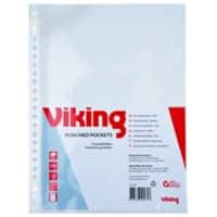 Viking Prospekthüllen DIN A4 Glasklar Transparent 110 Mikron PP (Polypropylen) Oben 23 Löcher 25 Stück