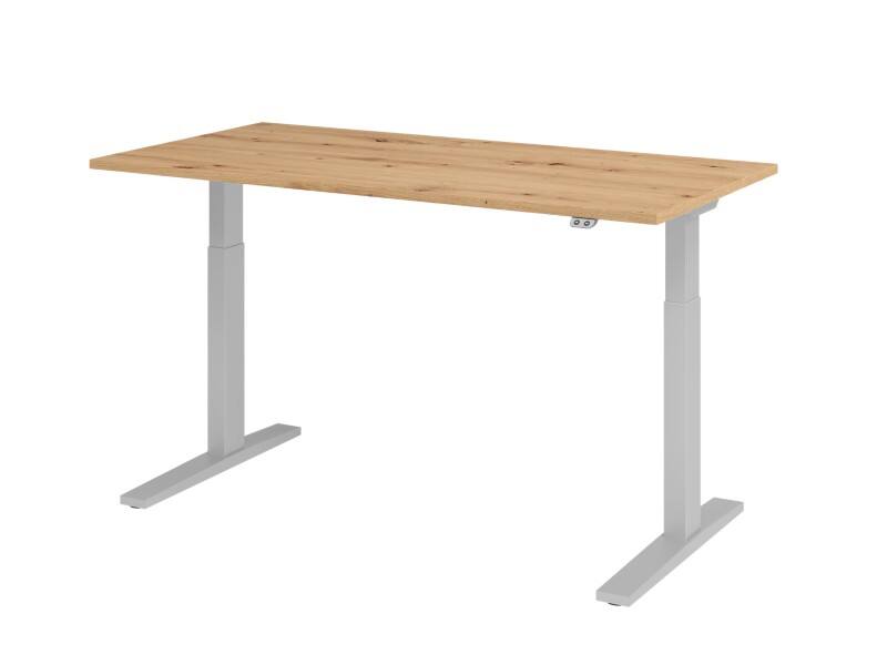 Hammerbacher VXMKA Elektrisch Höhenverstellbar Sitz-Stehschreibtisch Eiche C-Fuß 1.600 (B) x 800 (T) x 1.200 (H) mm Spanplatte, Stahl