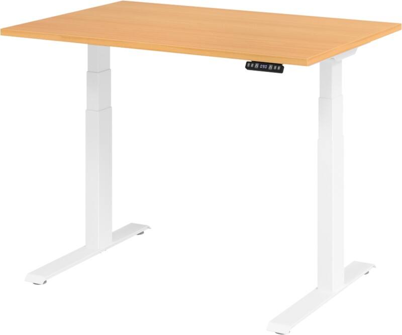 Hammerbacher VXDKB Elektrisch Höhenverstellbar Sitz-Stehschreibtisch Buche C-Fuß 1.200 (B) x 800 (T) x 1.290 (H) mm Spanplatte, Stahl
